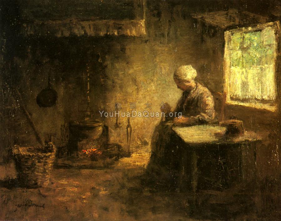 Peasant Woman By A Hearth - 约瑟夫·伊斯拉尔斯
